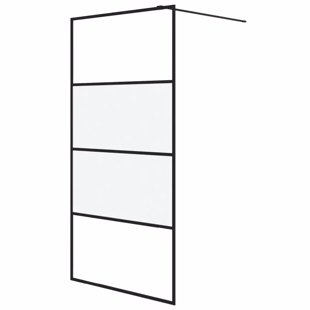 Parete Doccia Walk in vidaXL Nera con Vetro Semi Smerigliato, L: 100 cm, H: 195 cm – 2