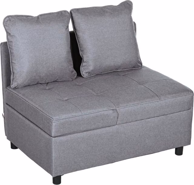 Poltrona Letto 3 in 1 con Schienale Reclinabile ¨C Zephmum ¨C Tessuto Grigio Scuro, Legno, 98x71x67 cm