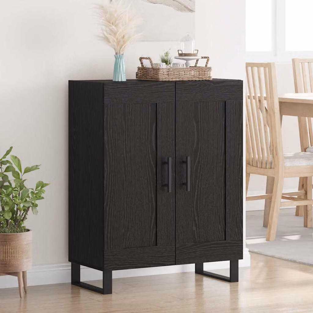 Credenza moderna vidaXL in rovere e nero, L: 69,5 cm, P: 34 cm, H: 90 cm