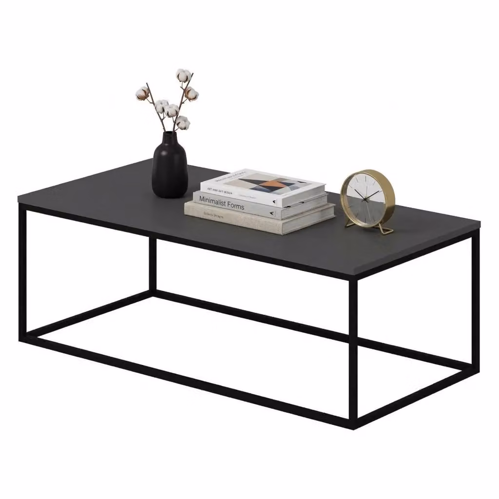 Arcella, Tavolino da Salotto Rettangolare Moderno Nero Antracite, L: 126 cm, P: 60 cm, H: 42 cm – 2