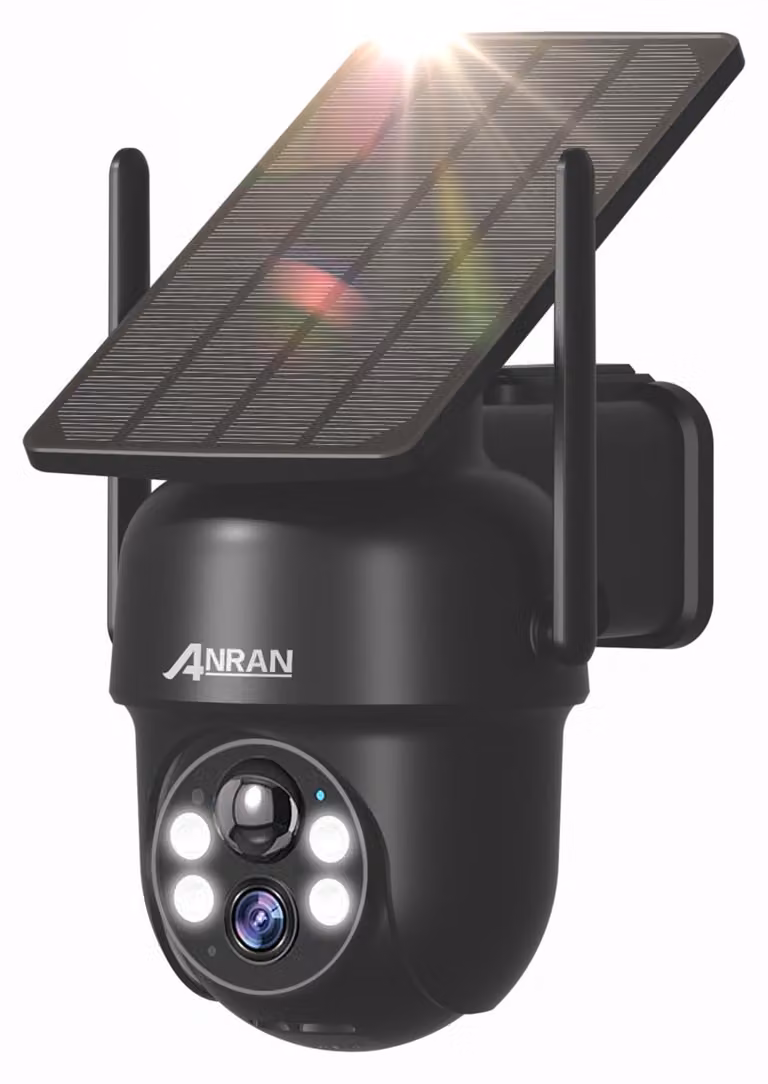 Telecamera di sicurezza da esterno - Risoluzione 5 MP - Plastica nera - Wireless con pannello solare - Rotazione a 360° - Visione notturna