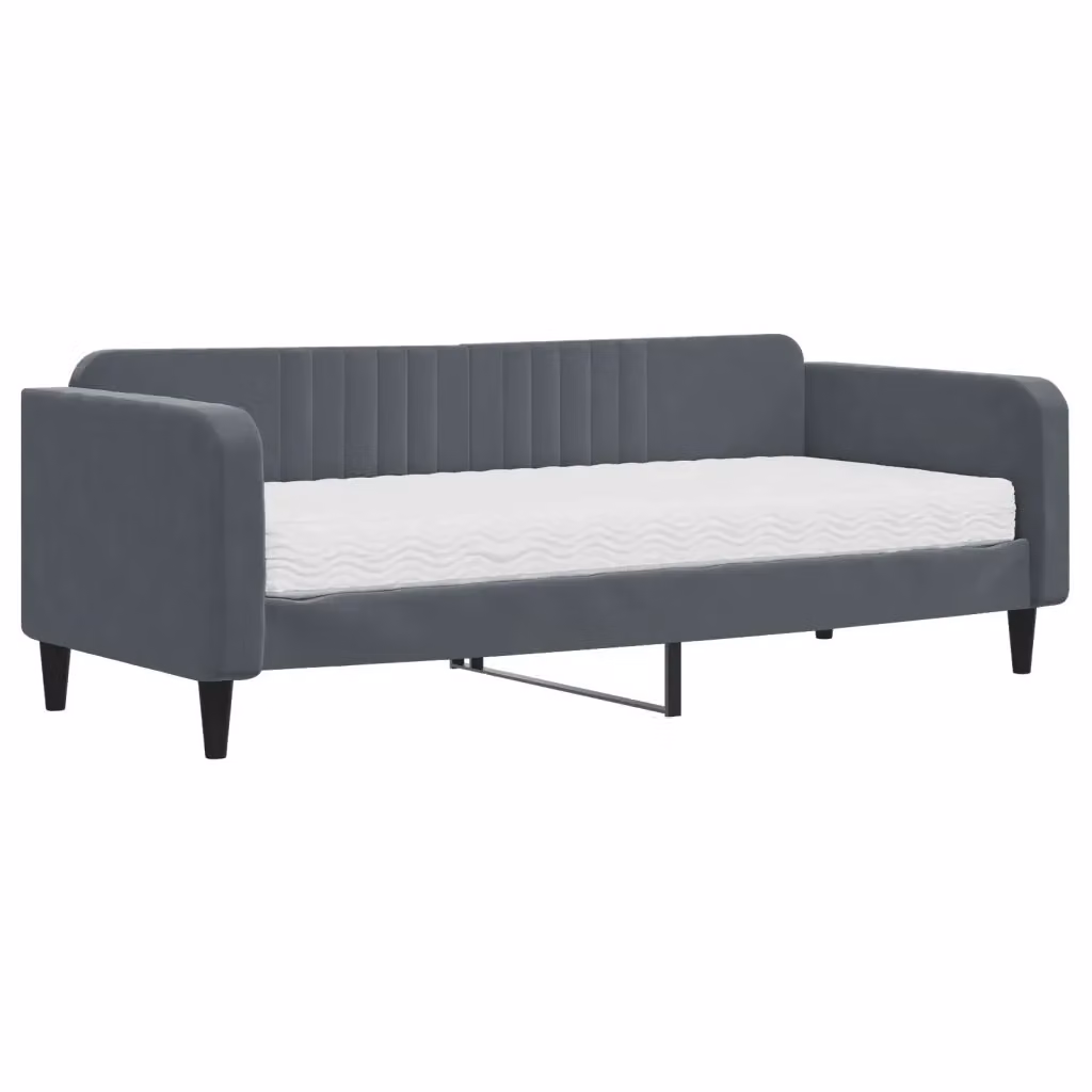 Divano Letto Moderno vidaXL in Velluto Grigio con Materasso in Schiuma 90x200 cm – 2