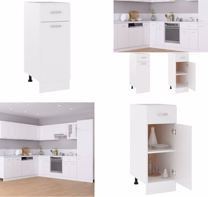 vidaXL Base a cassetti bianca 30x46x81,5 cm in legno - Base a cassetti - Cassettiere - Armadio da cucina - Armadi da cucina