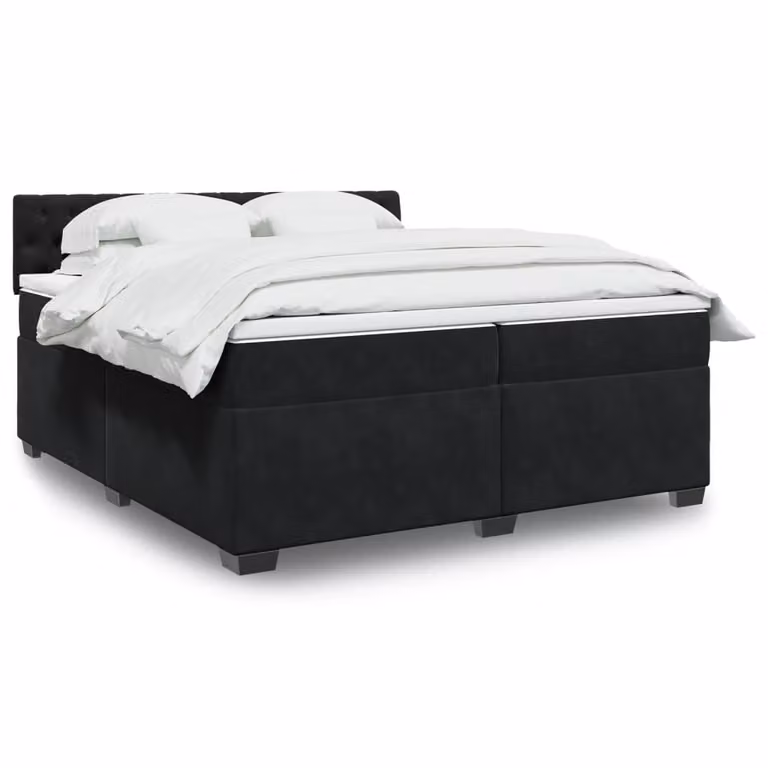 vidaXL Giroletto a Molle con Materasso in Velluto Nero L/P: 200 x 200 cm