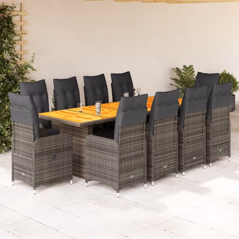 Maison Exclusive - Set da giardino bistrot 11 pezzi con cuscini grigio in polyrattan