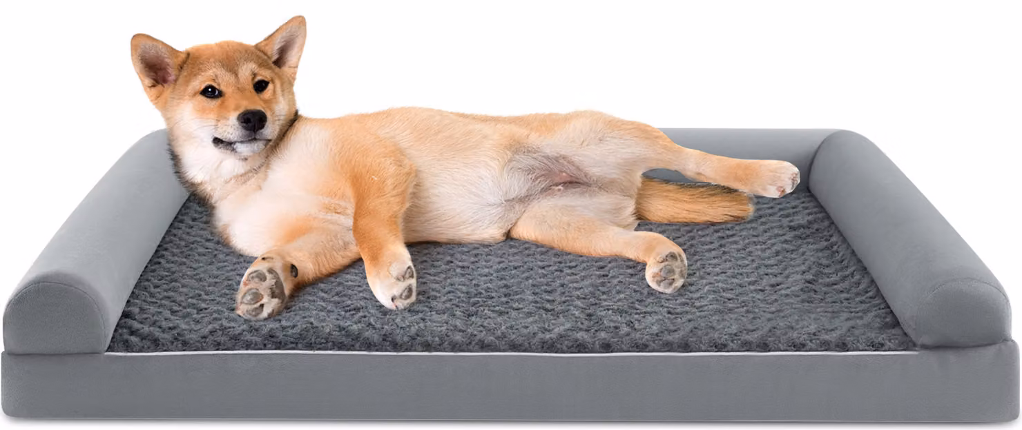 COSTWAY XL Letto ortopedico per cani di grandi dimensioni, divano per cani con cuscino per cani, rivestimento sfoderabile e lavabile, bordi rialzati, divano per cani, grigio