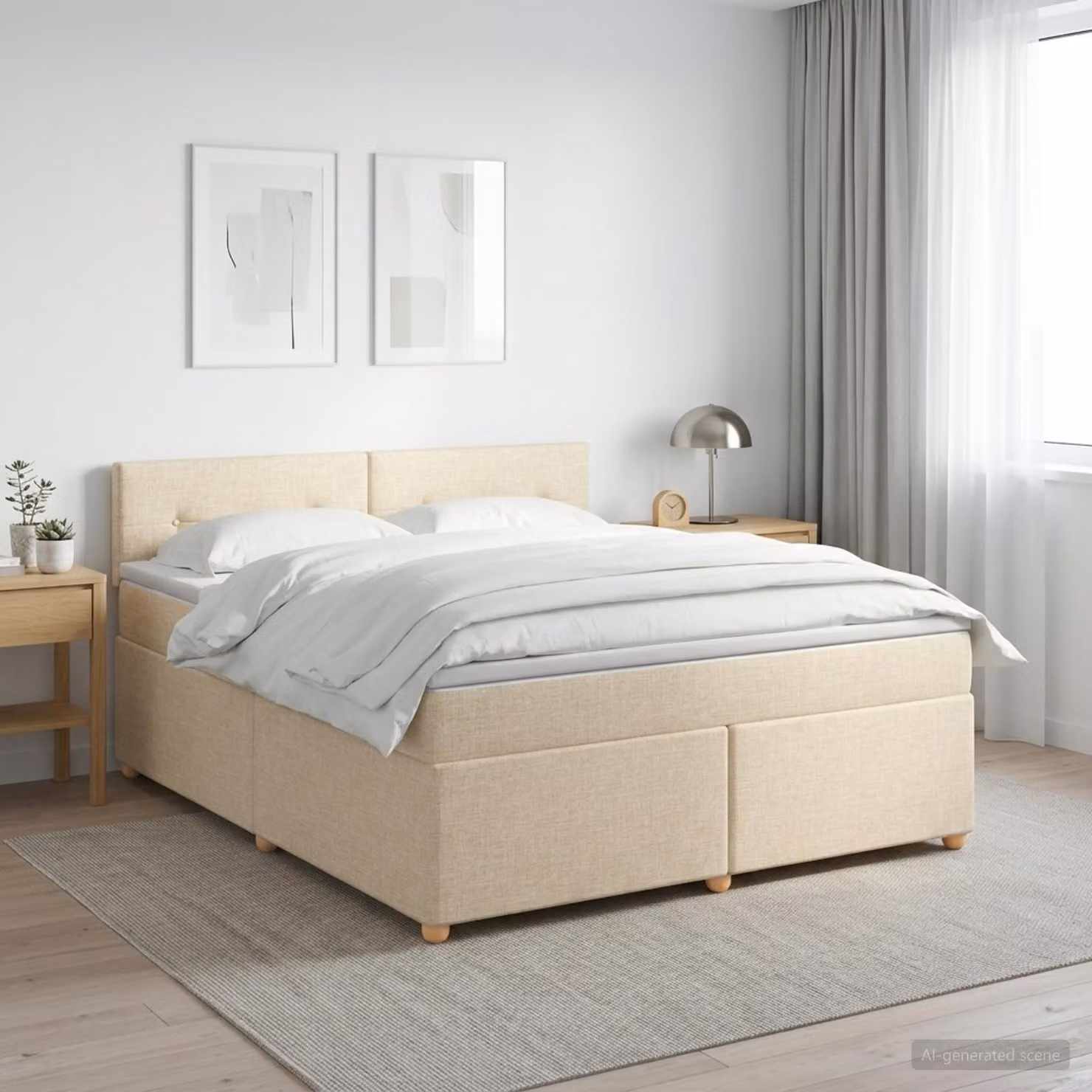 Maison Exclusive - Letto boxspring con materasso Crema 160 x 200 cm Tessuto