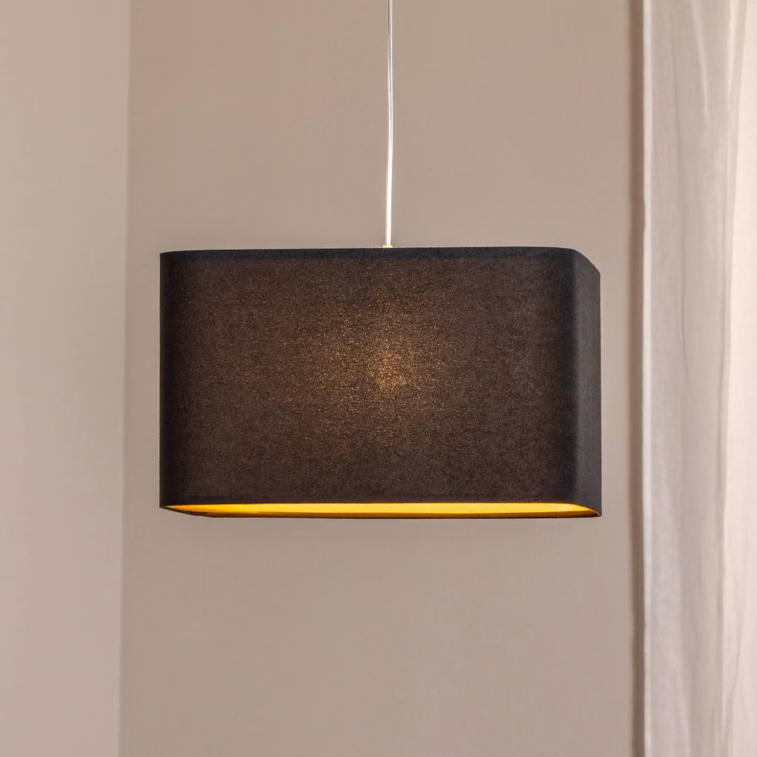 Lampada a sospensione Kwadro Maco Design, dimmerabile, Nero, Soggiorno / Sala da pranzo, Tessuto / Stoffa / Seta, Lampada a sospensione