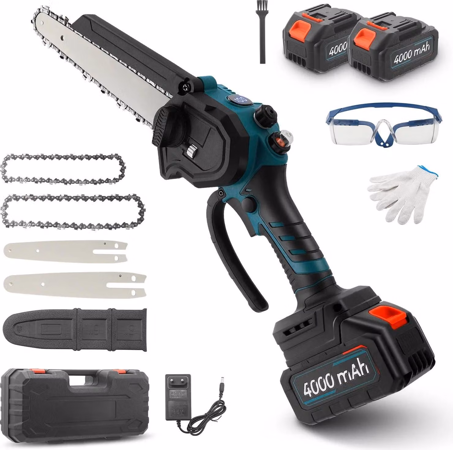Troncatrice a batteria - Motosega senza spazzole - Lunghezza lama: 15/20 cm - 31.000 giri/min - Adatta a batterie da 18V, per giardinaggio e taglio della legna - Colore: blu