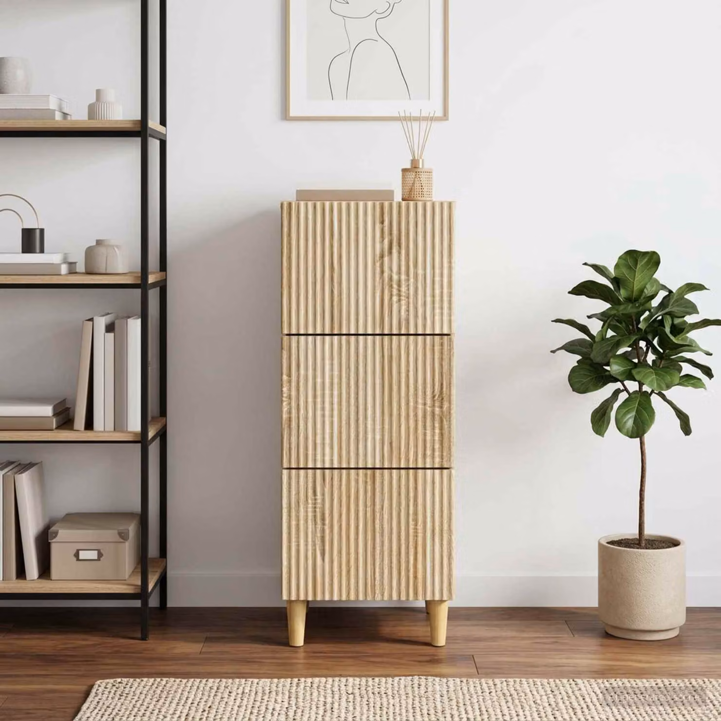Carrello mobile con cassetti vidaXL in Rovere Sonoma marrone L: 33 cm, P: 34,5 cm, H: 90 cm