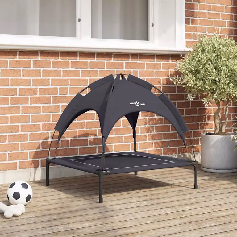 vidaXL Letto per Cani Moderno in Metallo Nero con Copertura Rimovibile H: 71 cm, L: 71 cm, P: 64 cm