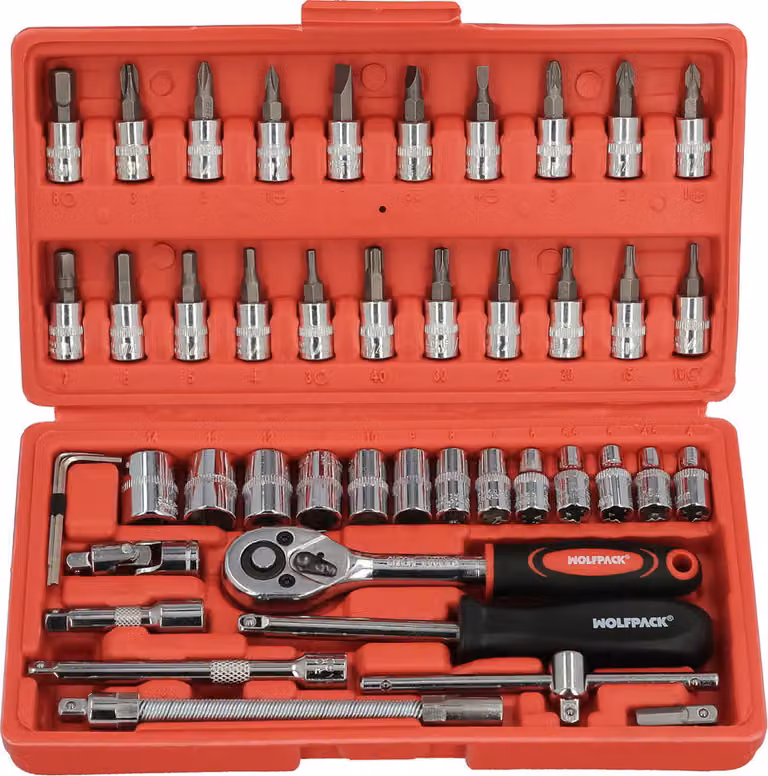 Set di chiavi a bussola e bit 1/4" 46 pezzi