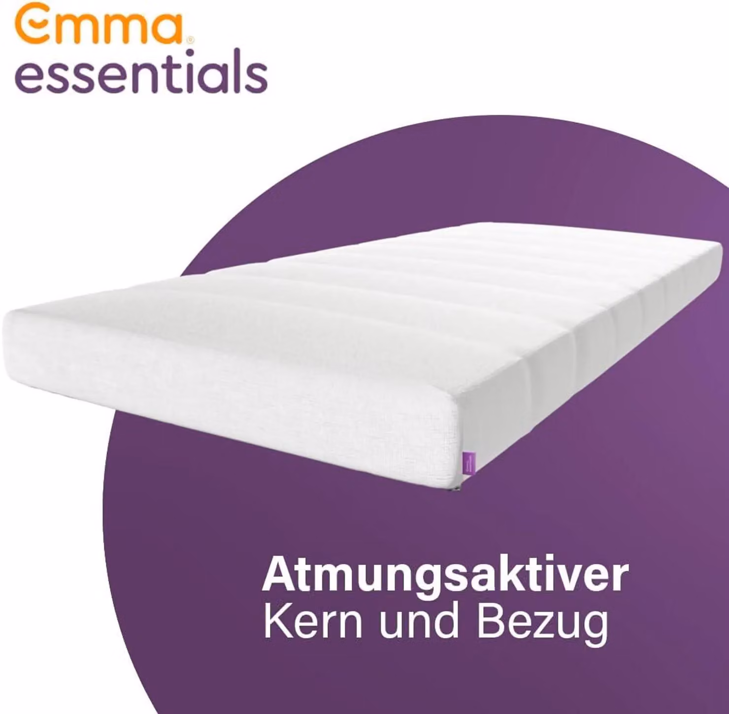 Materasso in schiuma Emma Essentials, dimensioni 140x190 cm, altezza 15 cm, rigidità media (H2), con rivestimento removibile