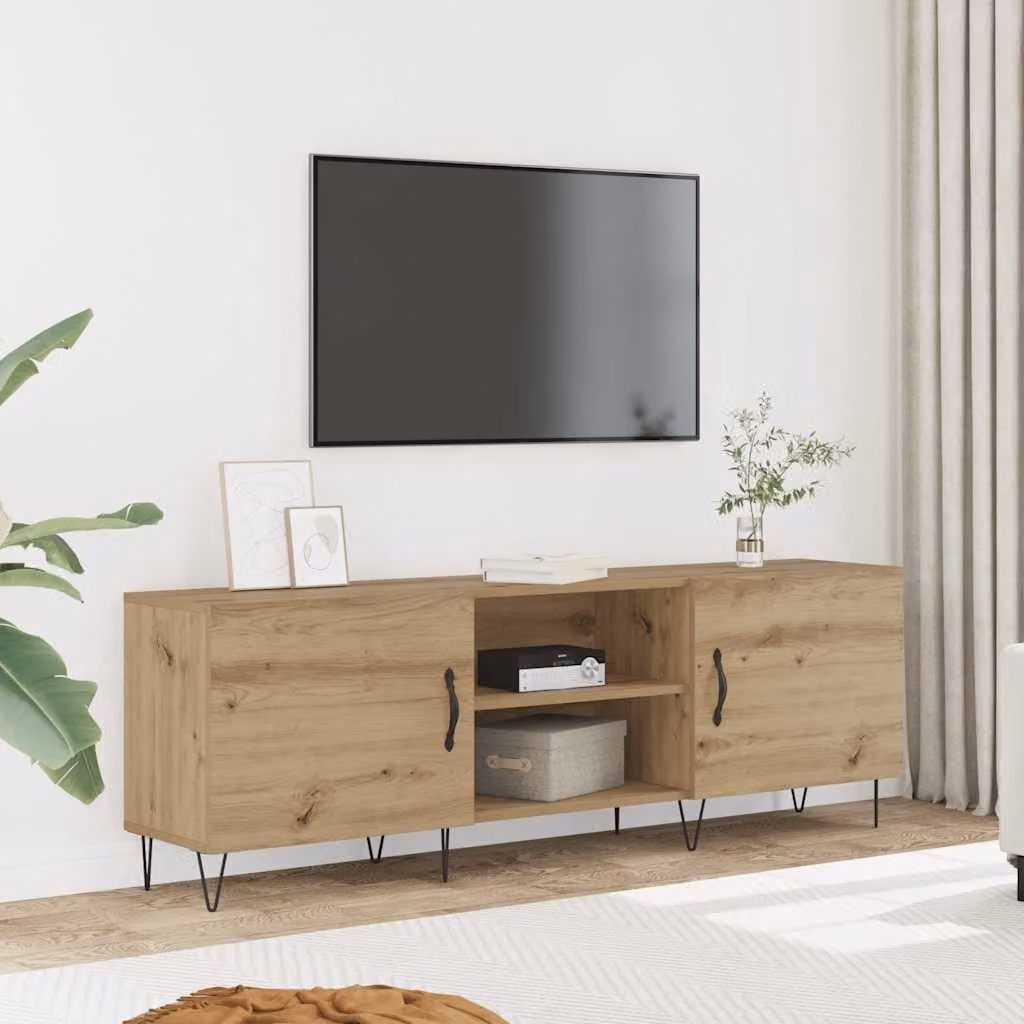 Mobile Porta TV Moderno vidaXL in Legno e Metallo, Colore Marrone, L 150 x P 30 x H 50 cm