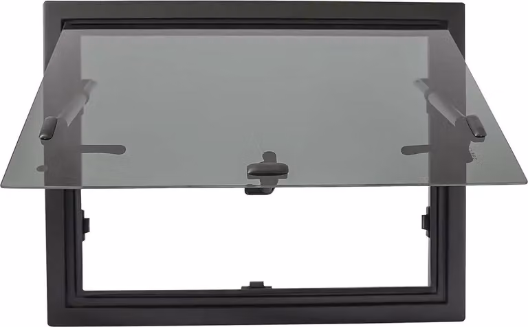 Finestra laterale per camper/roulotte - Finestra a ribalta - 600×400 mm - Vetro temperato - Telaio in lega di alluminio - Rettangolare - Grigio scuro