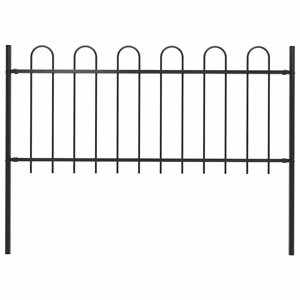 Recinzione da giardino vidaXL BOXTEL in acciaio con parte superiore ad anello, nero, H: 170 cm x L: 100 cm