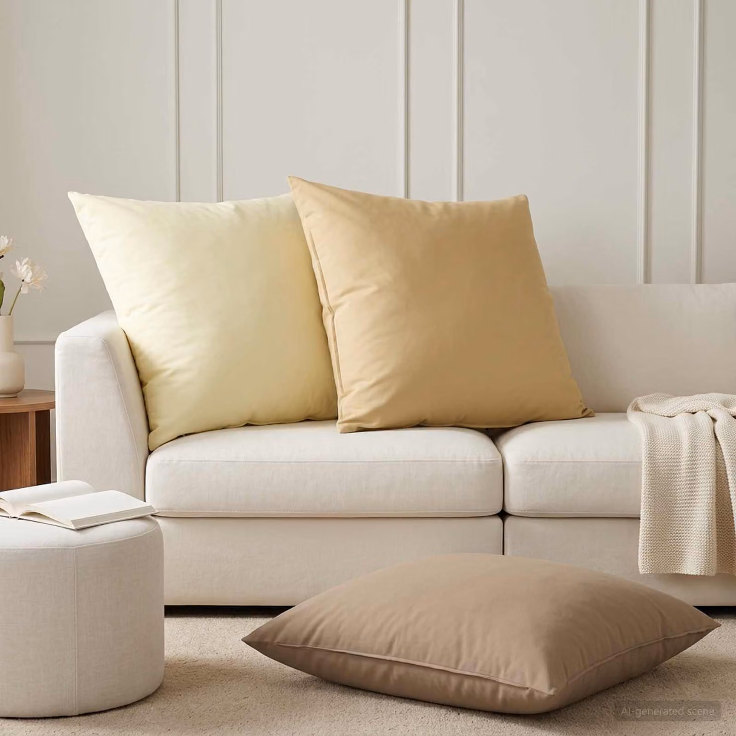 vidaXL Cuscino con cuscino HEERLEN 2 pz Crema Poliestere