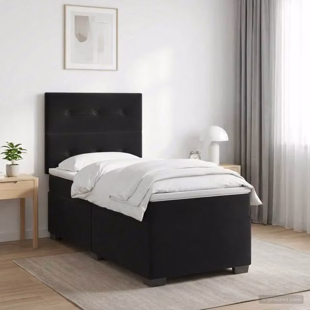Letto box spring con materasso vidaXL in velluto nero con base a sollevamento L/P: 80 x 200 cm