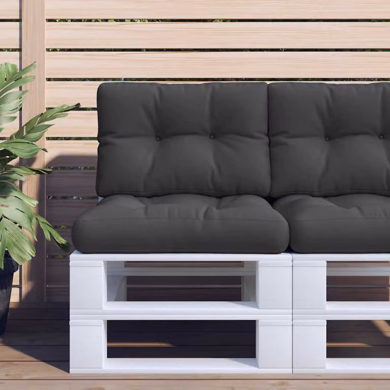vidaXL Cuscino per Pallet Nero in Poliestere, Impermeabile e Resistente ai Raggi UV, L/P/H: 50 x 40 x 12 cm