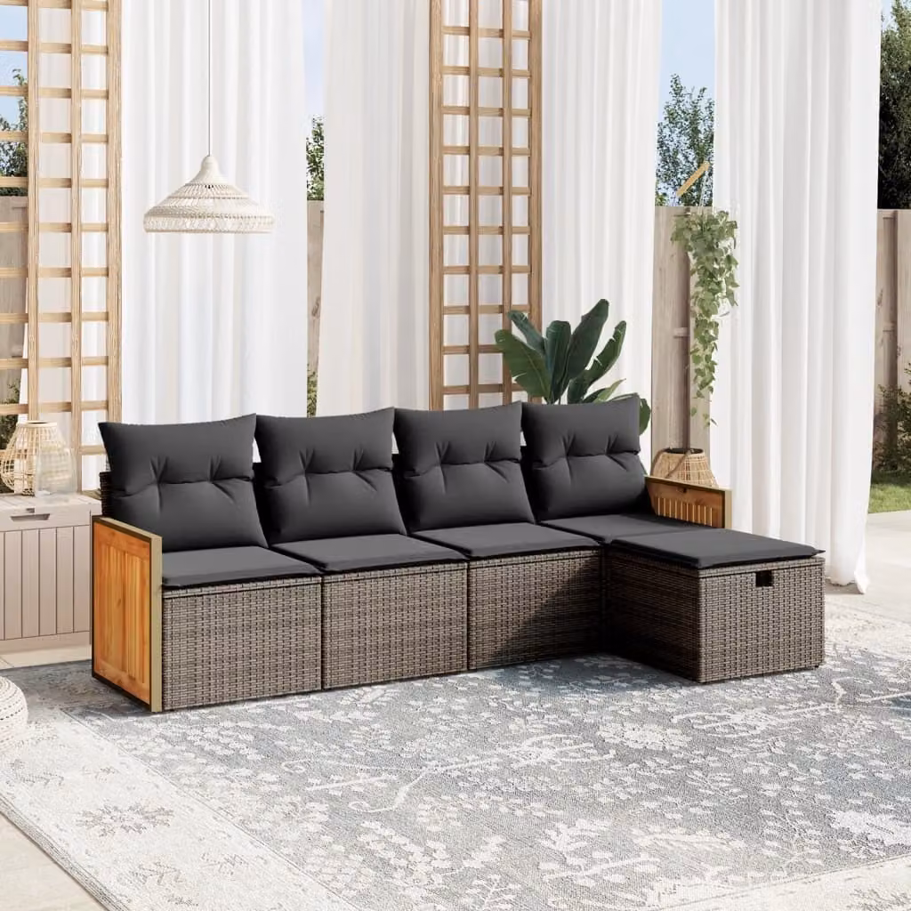 Maison Exclusive - Set divani da giardino 5 pezzi con cuscini grigio polyrattan