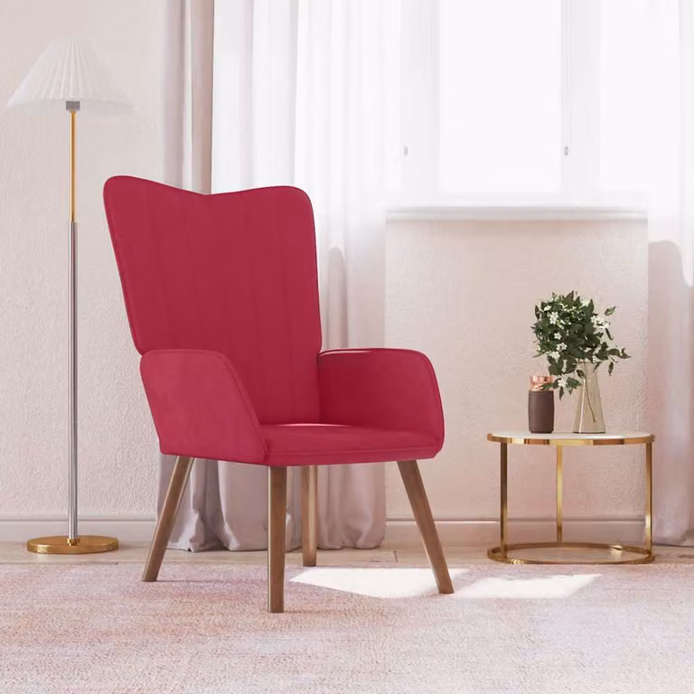 Poltrona Relax vidaXL in Velluto Rosso con Braccioli e Seduta Integrata