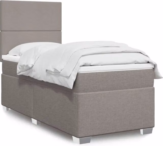 Letto con Giroletto a Molle e Materasso Ibrido vidaXL in Tessuto Beige e Grigio L/P/H: 80 x 200 cm