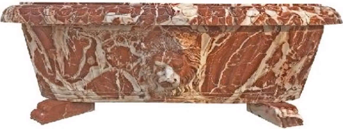 Casa Padrino Luxury Baroque Bathtub Lion's Head Red / White 180 cm - Vasca da bagno autoportante in marmo - Accessori per il bagno - Nobile & Magnifico