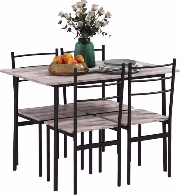 Set Tavolo Rettangolare e Sedie Moderno GIORDANOSHOP in MDF e Metallo, Colore Nero e Marrone
