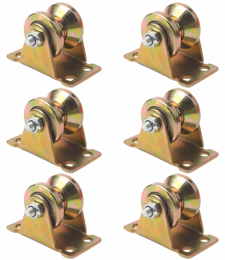6 carrucole a V, in acciaio zincato, da 30 mm, con cuscinetti a sfera