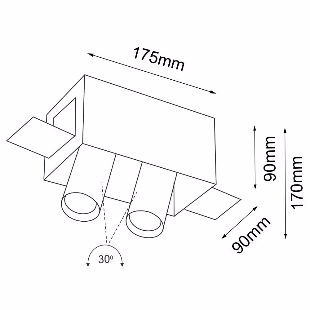 Faretto da incasso rettangolare Shilo 7803 bianco orientabile per 2 lampadine GU10