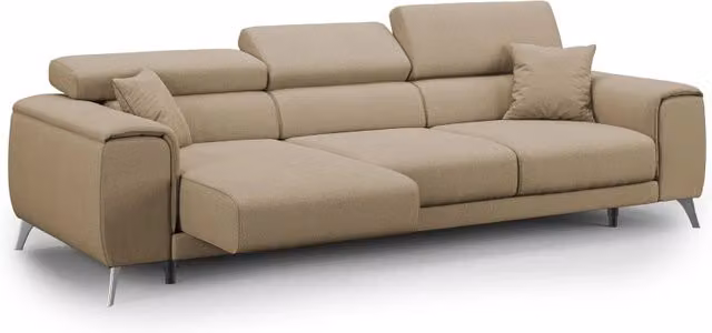 Divano Fusion Divani.Store con 3 sedute allungabili in tessuto smacchiabile beige L: 260 cm