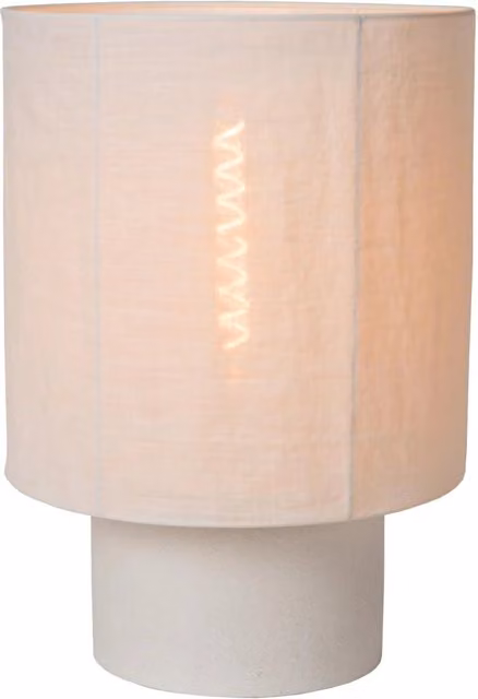 Lampada da tavolo TISSAJA Lucide bianca in cemento e tessuto con attacco E27, H: 40 cm, L: 35 cm, P: 35 cm