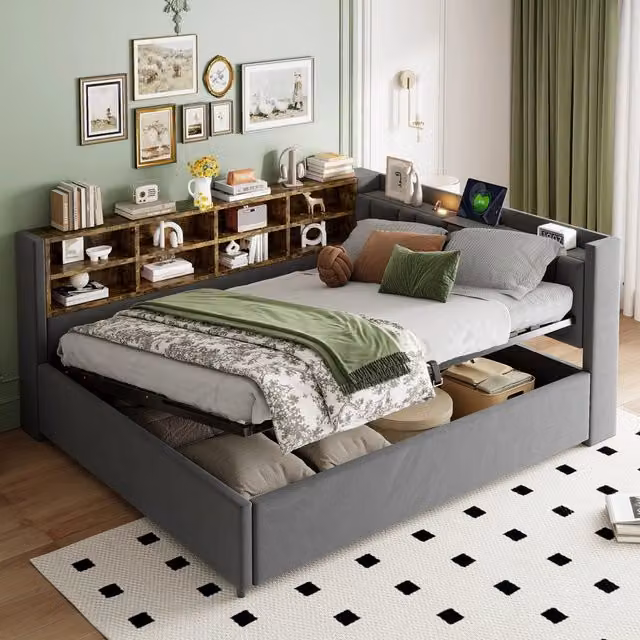 letto imbottito velluto grigio 150.5 x 214.5 cm