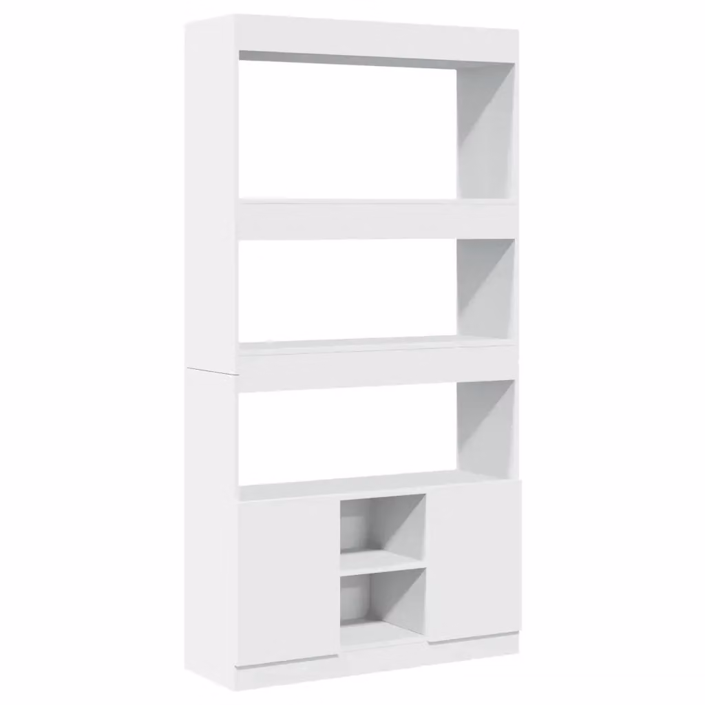 Credenza a muro bianca vidaXL con ante a battente e ripiano aperto in legno L: 92 cm, P: 20 cm, H: 180 cm – 2