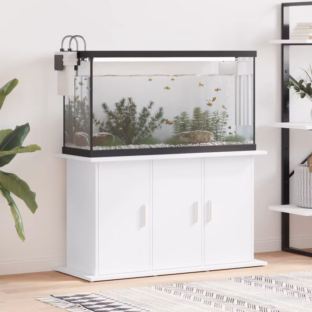vidaXL Supporto per Acquario Moderno in Legno Bianco con Ante a Battente L/P/H: 101 x 41 x 58 cm