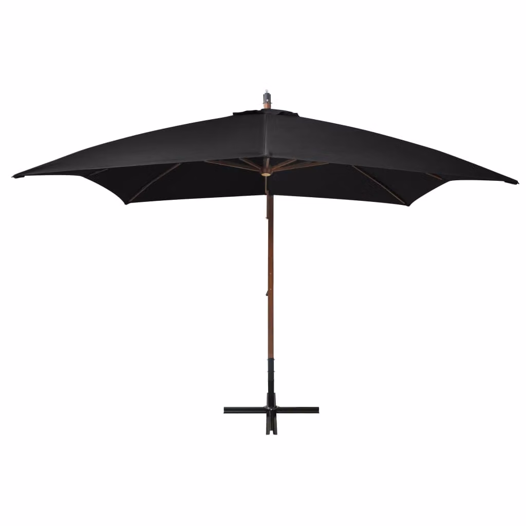 vidaXL Ombrello Ampel con palo nero 3x3 m in legno massiccio di abete