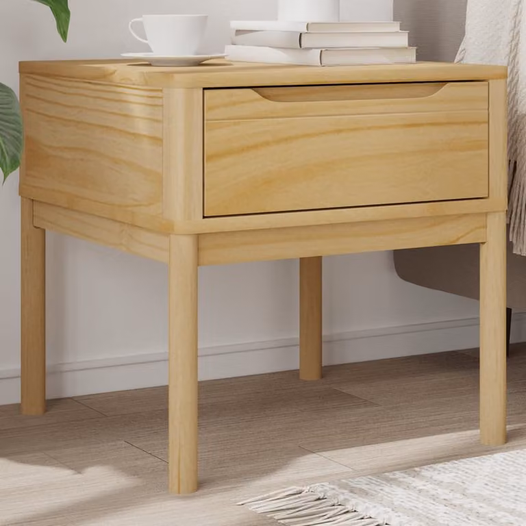 vidaXL Tavolo per lampada FLORO in legno di pino cerato marrone L/P/H: 55 x 55 x 54 cm