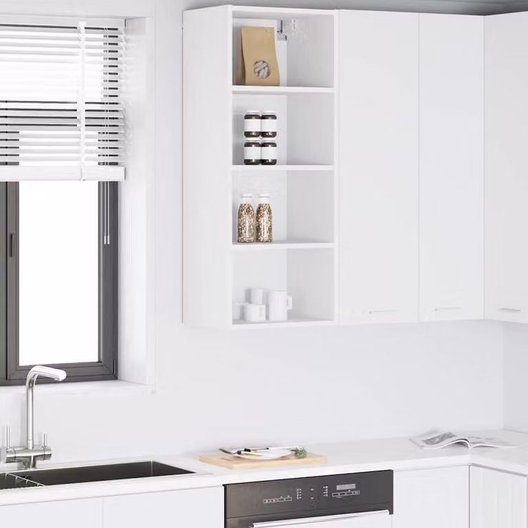 Armadio pensile da cucina vidaXL Bianco in MDF con ante a battente, L: 40 cm, P: 29,5 cm, H: 100 cm