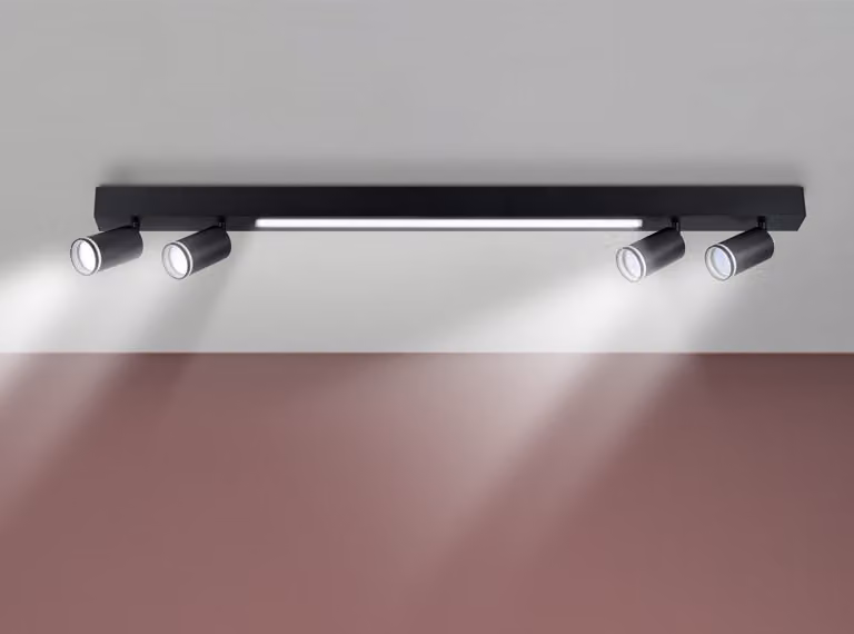 Lampada da soffitto PARIS nera 5xGU10x12W in alluminio, dimensioni: 19x110x6 cm, IP20, Polux