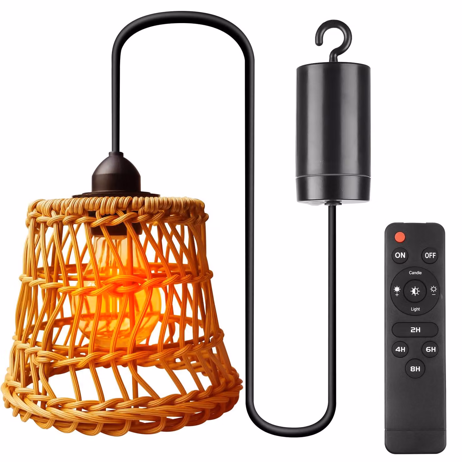 Lampada a sospensione in rattan, stile bohémien, attacco E27, 60W, portatile, confezione singola