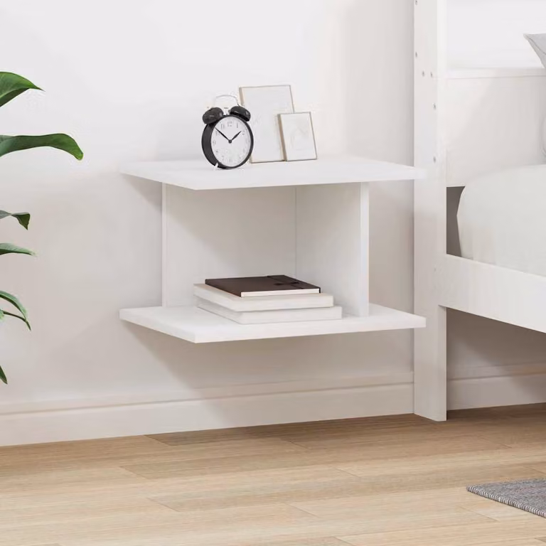 Comodino sospeso vidaXL Bianco moderno in MDF L 40 cm, P 30 cm, H 25 cm