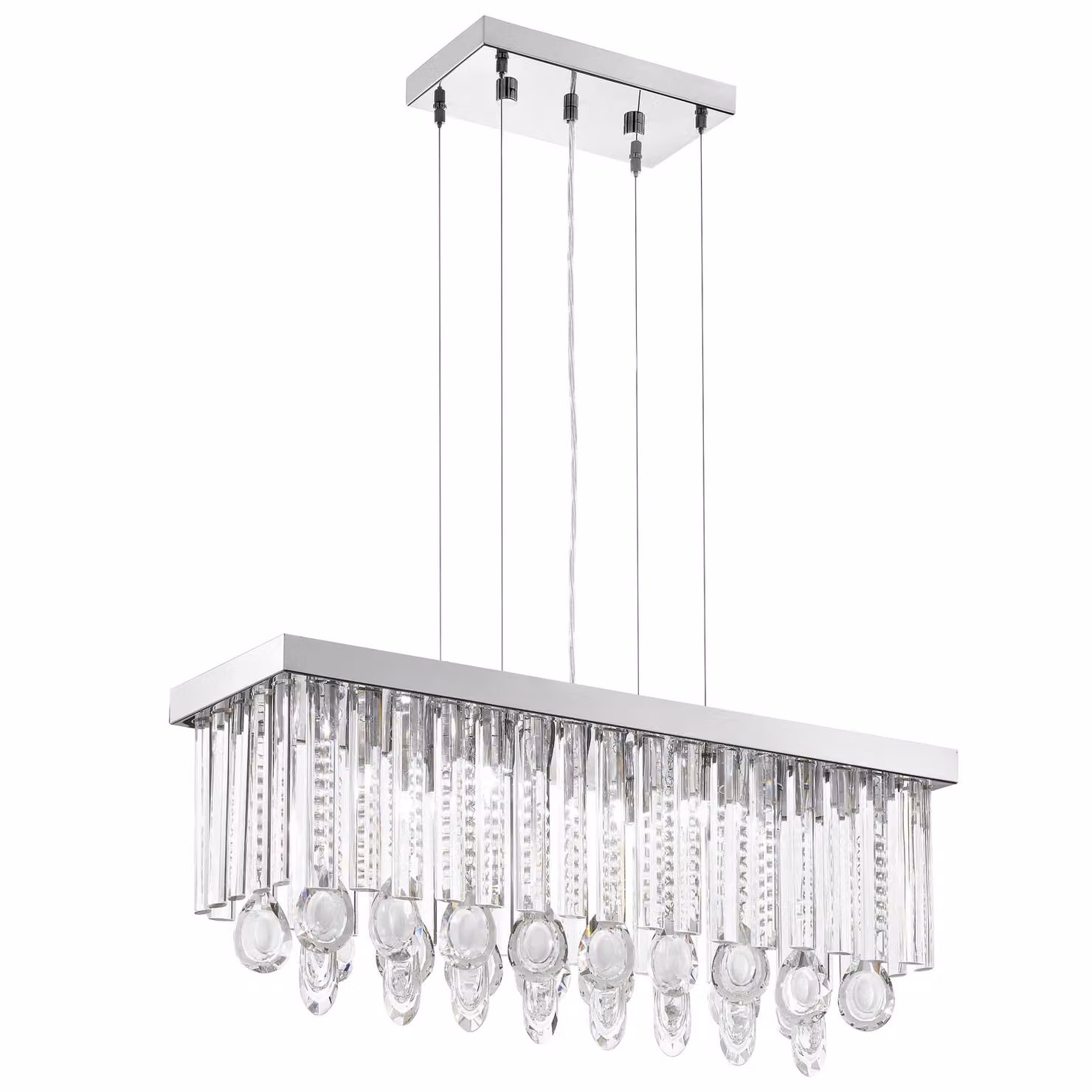 Lampada a sospensione in cristallo Calaonda cromo 7x 33W
