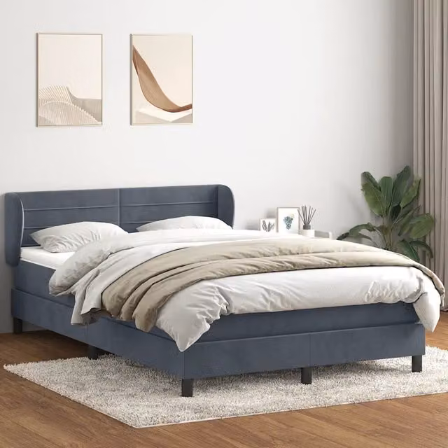 Giroletto a Molle con Materasso Grigio Scuro 160x210 cm Velluto 3317614