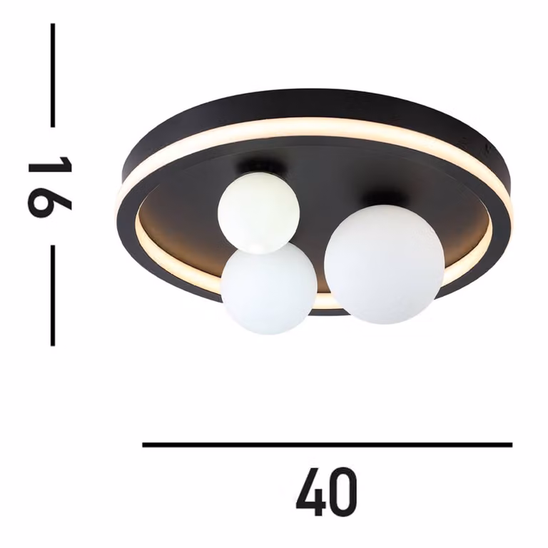 Searchlight Plafoniera a LED Trident, Nero, Soggiorno / Sala da pranzo, Metallo, Moderno, Plafoniera LED