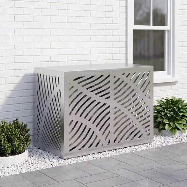 Copertura per condizionatore d'aria vidaXL in acciaio galvanizzato Argento L/P/H: 100 x 50 x 70 cm – 1