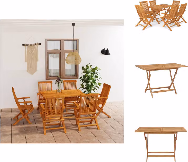 vidaXL set da pranzo da giardino 7 pezzi in teak massiccio - Set di mobili da giardino