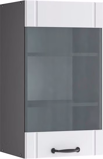 Pensile da cucina Vicco Fame-Line Bianco rustico e Antracite con ante in vetro e ripiani interni L/P/H: 40 x 34,1 x 72 cm – 1