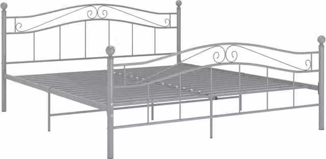 Letto matrimoniale | Letto per adulti | Giroletto Grigio in Metallo 140x200 cm