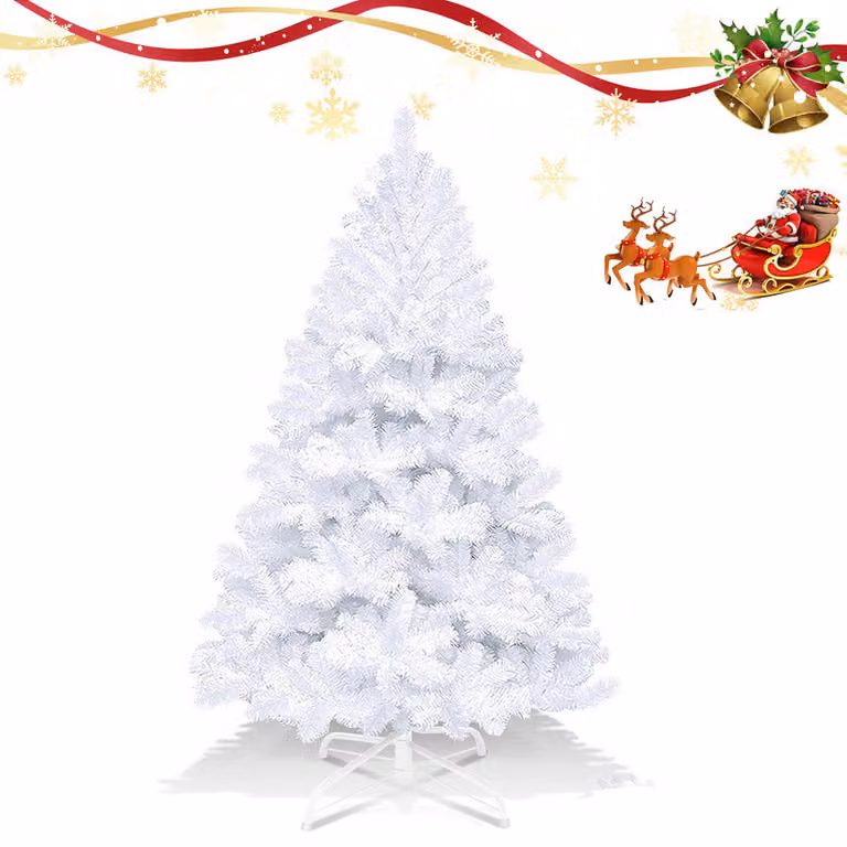 Clanmacy 180 cm albero di Natale artificiale, albero di Natale con supporto in metallo, albero di Natale 770 punte aghi in PVC, albero di Natale artificiale sistema pieghevole bianco