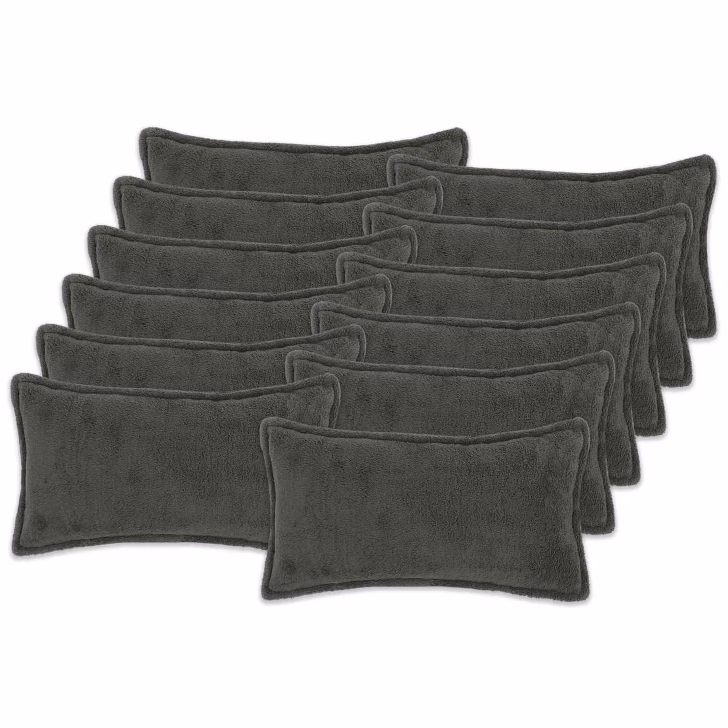 Set di 12 federe vidaXL HOUTEN in tessuto bouclé grigio scuro, L 80 x P 40 cm
